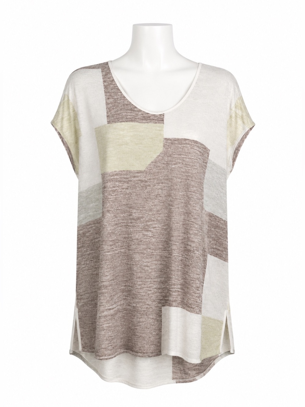 Size L Wilfred Free Women’s Geometric Color‎ Block Oversized Tunic Top Neutral
